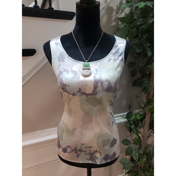Ann Taylor Women's Multicolor Silk Round Neck Sleeveless Casual Top Blouse SP - Picture 1 of 10